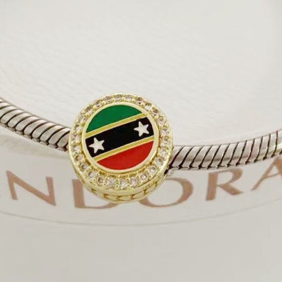 Pandora St.Kitts & Nevis Flag pendant Gold-Plated - Picture 1 of 4